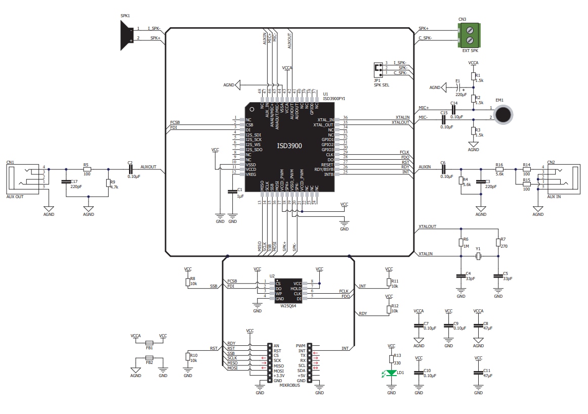 Schematic - Mikroe MIKROE-3345 Rec & Play Click